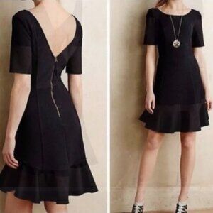 Anthropologie HD in Paris Marcelline Flounced Sheath Dress Ruffle Peplum LBD 4
